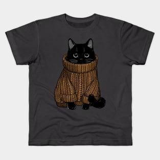 Cozy Autumn Sweater Cat Kids T-Shirt